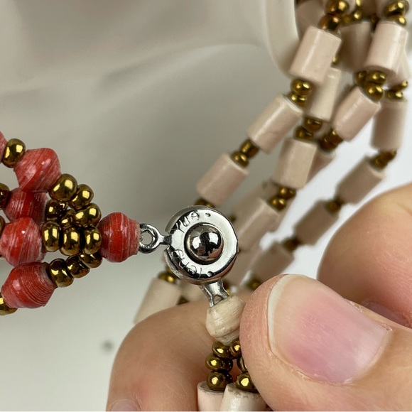 Teng Yue Red Cream Beaded Strand Necklace Boho Women Jewelry - Picture 6 of 7